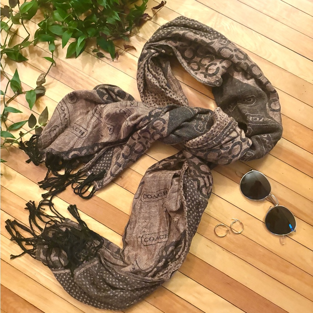 Coach Brown and Black Paisley Wrap